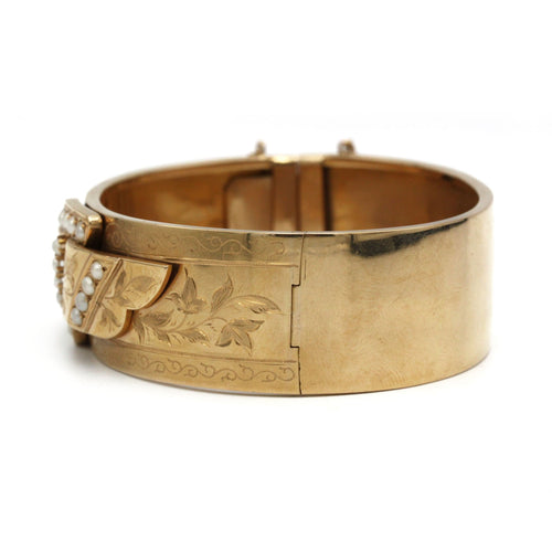 Bracelet Bracelet Manchette Esclave - Or jaune & Demi-perles 58 Facettes 250397R