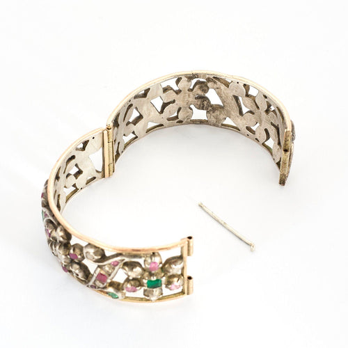 Bracelet Ancien Rubis Emeraudes Diamants