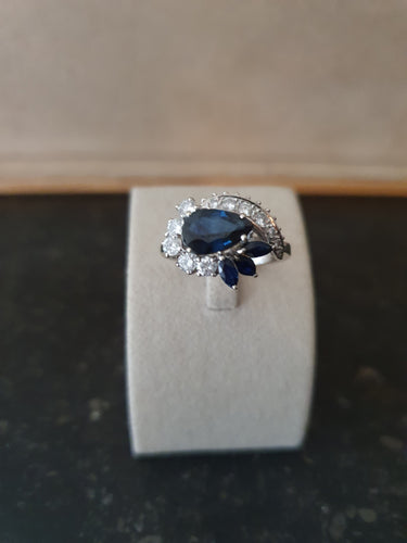 Bague 56 Bague Or Blanc Saphirs Diamants 58 Facettes 1