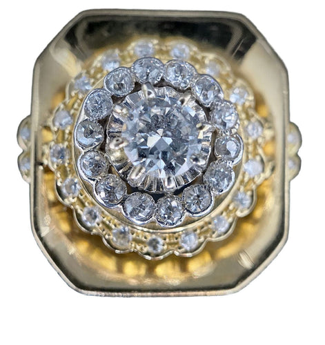 Bague 59 Bague en or blanc et jaune sertie de 1,80 carats de diamants 58 Facettes