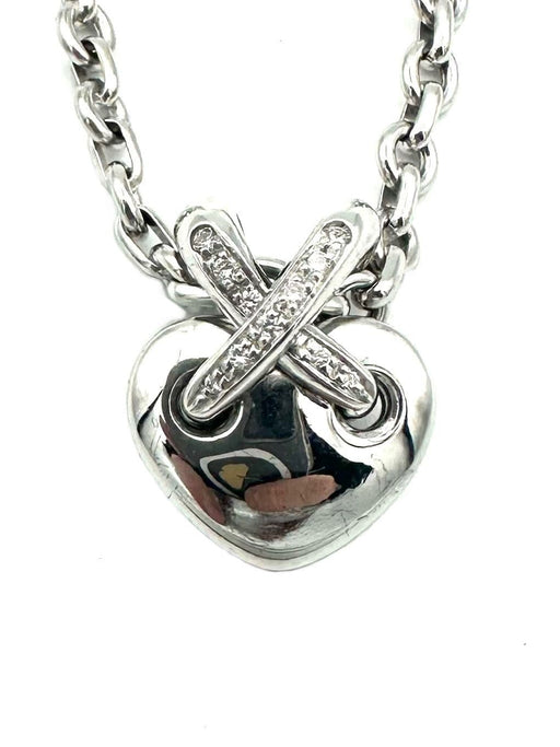 Collier CHAUMET. Collection "Liens", collier or blanc 18K et diamants 58 Facettes