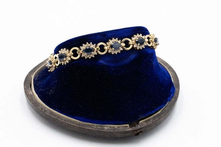 Bracelet Bracelet exclusif en or jaune 14k avec saphirs et diamants 58 Facettes 11393