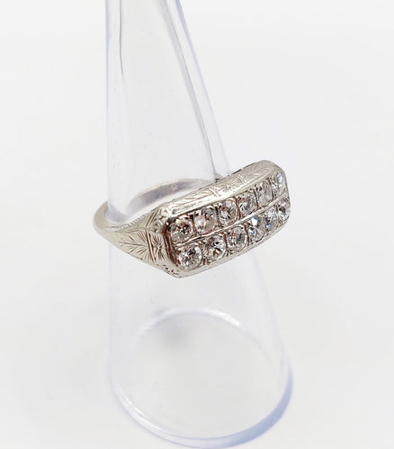 Bague 52 Bague tank art déco or blanc et diamants 58 Facettes A05400