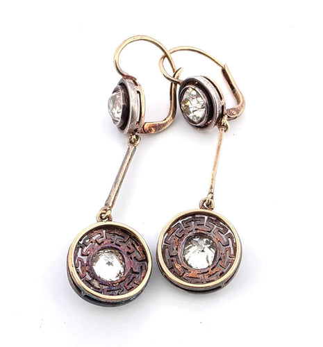 Boucles d'oreilles Boucles d'oreilles anciennes bas de gamme en or et diamants 58 Facettes