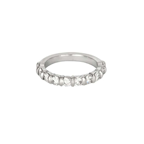 Bague 59 Demi-alliance or blanc et diamants 58 Facettes 240823