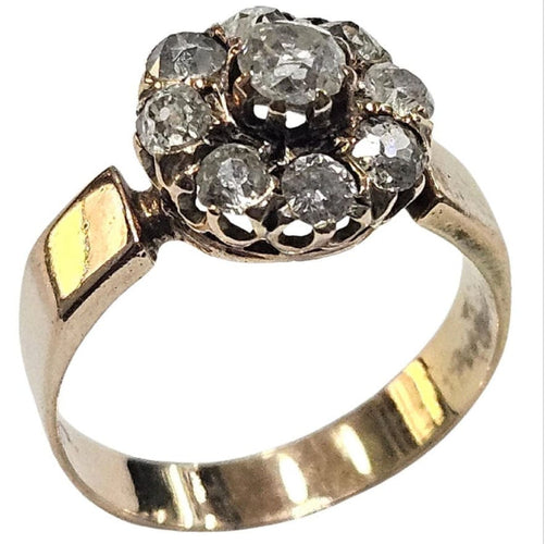 Bague 49 Bague grappe espagnole, XIXe siècle, or jaune, diamant taille ancienne 58 Facettes Q405B