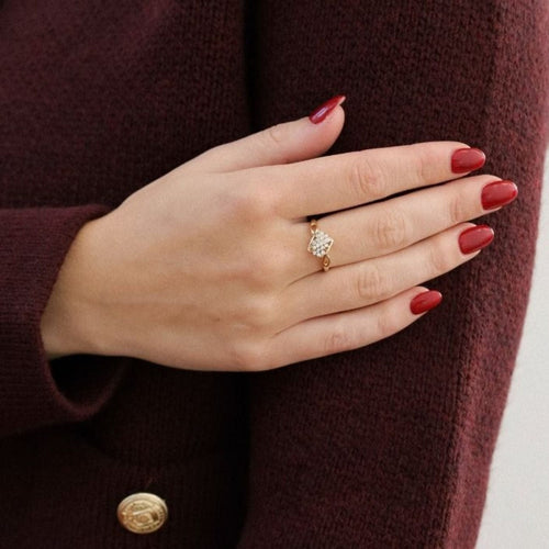 Yellow gold ring with diamonds 58 Facettes 2310011