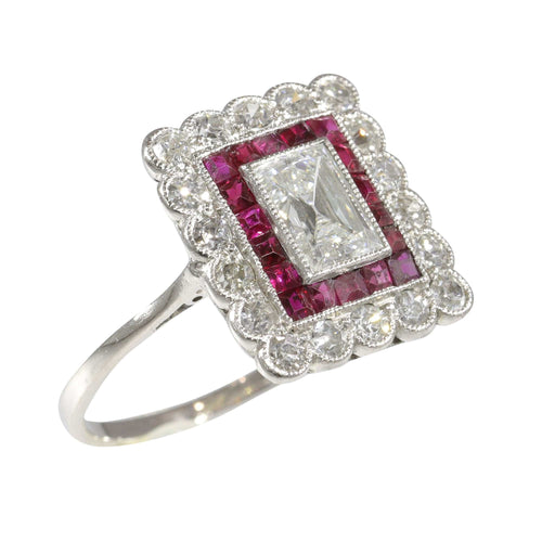 Bague 54 Amour éternel déco : Romance avec une bague en diamant et rubis 58 Facettes 23249-0100