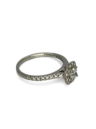 Bague 51 Solitaire or blanc et diamant coussin 0,66 ct 58 Facettes 00061701
