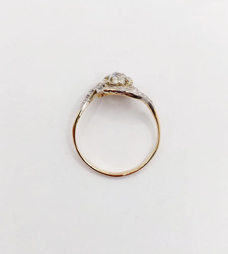 Bague 53 Bague tourbillon antique en or 18k et platine, diamant 0,25 carat et diamants 58 Facettes A06348