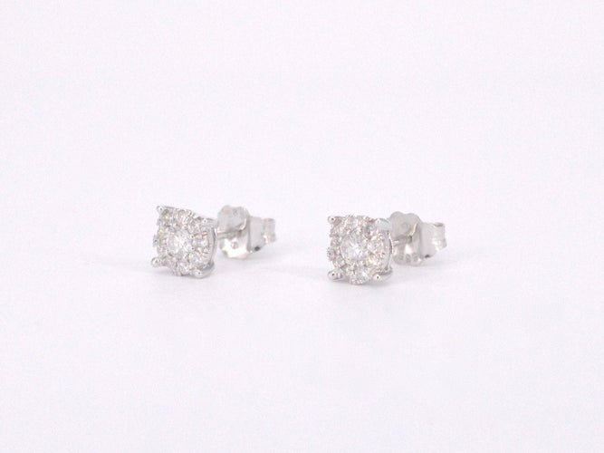White gold earrings with brilliant cut diamonds 58 Facettes 2157