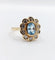 Bague marguerite vintage en or 18k et spinelle bleu, diamants