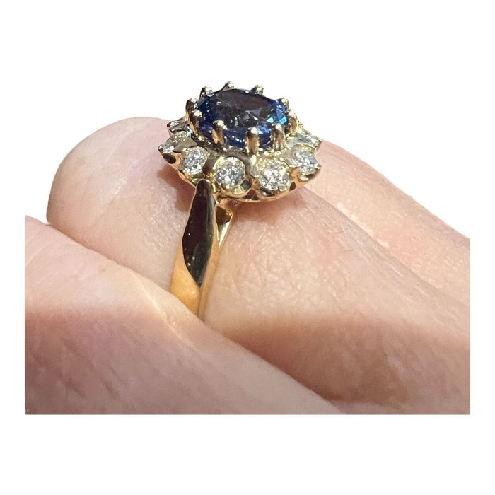 Bague or jaune saphir ceylan pavage de diamants