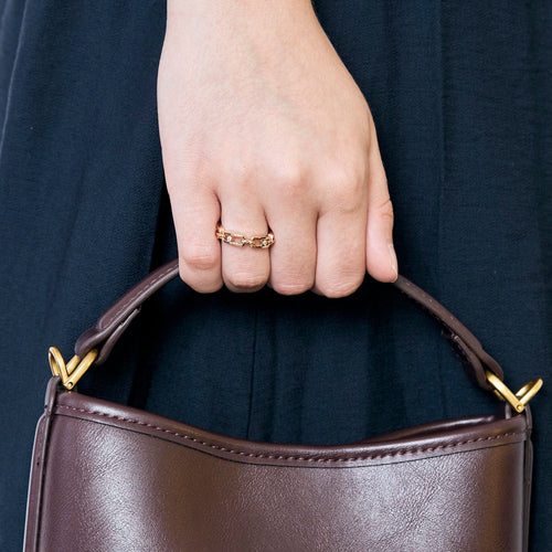 Bague 53 MESSIKA - Move Link Multi - Bague en or rose et diamants 58 Facettes CAL22186