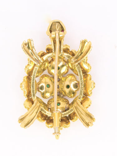 Broche Broche Tortue or jaune émeraudes rubis 58 Facettes 1170.2