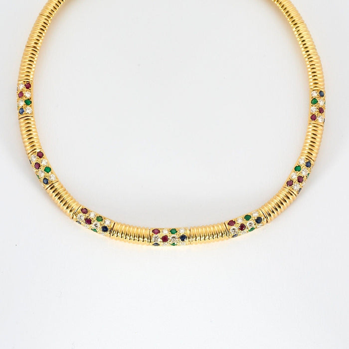 Collier Collier or jaune et pierrres précieuses 58 Facettes