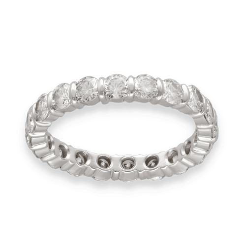 Bague 53 Alliance en or gris 18k sertie de 2,00 Cts de diamants G-VS - Taille 53 - Serti batons 58 Facettes FB10199
