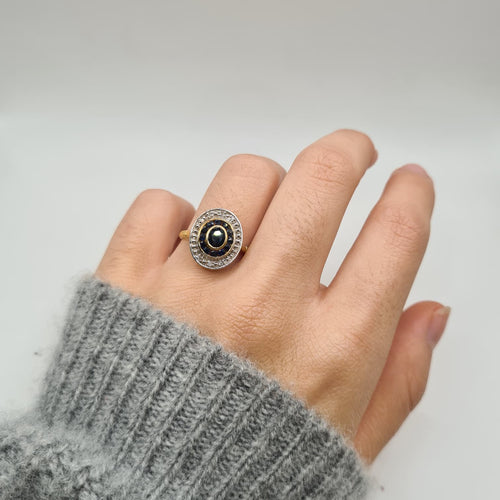 Bague 54 Bague art déco or jaune 18 carats sertie de saphirs et diamants 58 Facettes