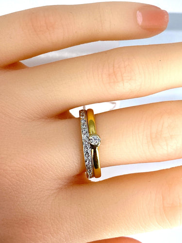 Bague 54 Bague solitaire / alliance or et diamants 58 Facettes AB637