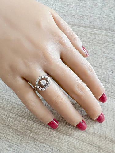 Bague ancienne diamants or gris 18K et platine 950/1000 58 Facettes 1750