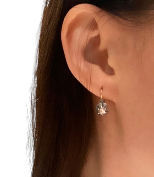 Pair of sleeper earrings, in 18k rose gold and silver 58 Facettes