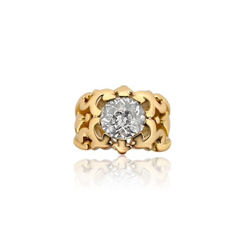 Bague en or jaune et diamants de style Belle Époque français