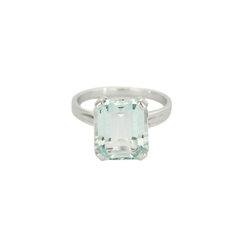 Bague 54,5 Bague Solitaire en or blanc et aigue-marine 58 Facettes RAM3095