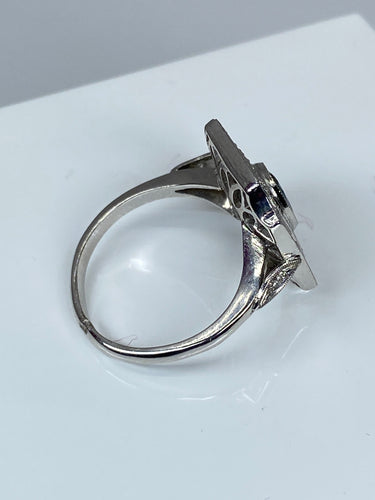 Bague 50 Bague Art Deco en Or jaune, diamants et saphir 58 Facettes
