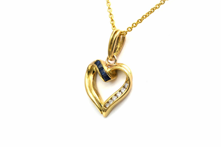 Pendentif Pendentif contemporain or jaune serti de saphirs et de diamants taille brillant (+-0.057ct) 58 Facettes 22985