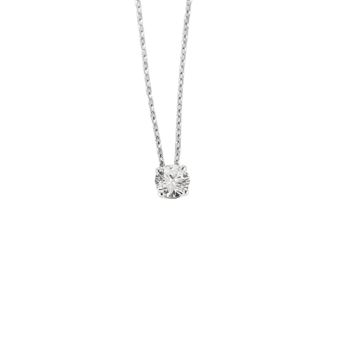 Collier Collier solitaire en or gris et diamant 58 Facettes B250691