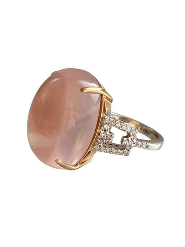 Bague 52 BRANAR PARIS - Importante bague or jaune et blanc, quartz rose 58 Facettes