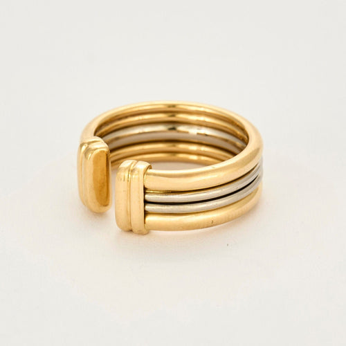 Bague 55 Bague ouverte or jaune et gris 58 Facettes AUX1012