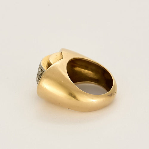 Bague 51 Bague Tank en or jaune, platine et diamants 58 Facettes TRO0631