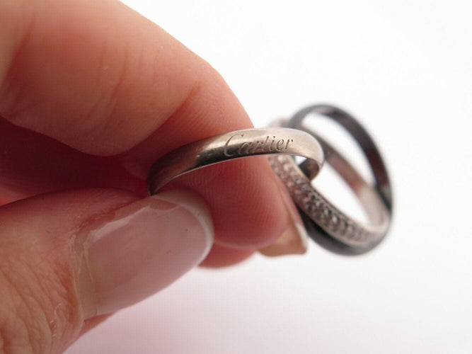 Bague 50 bague CARTIER trinity ceramique diamants pm crb4235400 t50 or blanc 58 Facettes 269669