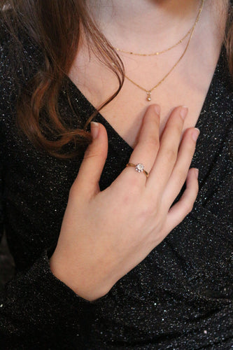 Bague 55 Bague Solitaire ancien or jaune et platine 58 Facettes 443