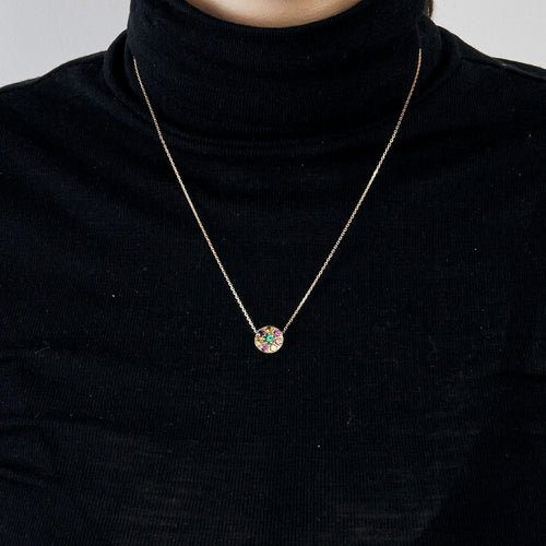 Collier Collier or rose serti de saphir multi-couleur 58 Facettes