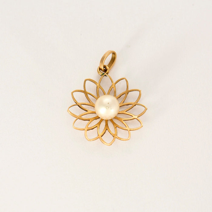 Pendentif or jaune perle de culture