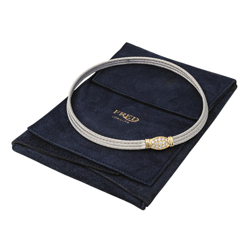 Collier Fred Collier  Force 10  Or jaune, Acier Diamant 58 Facettes 4345688RV