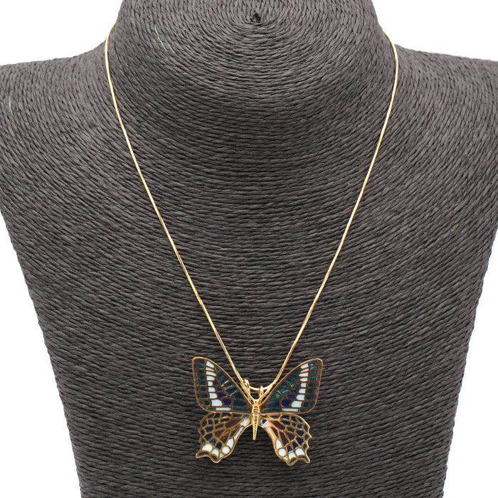 Collier Papillon en or et émail. Double fonction 58 Facettes N102948JC