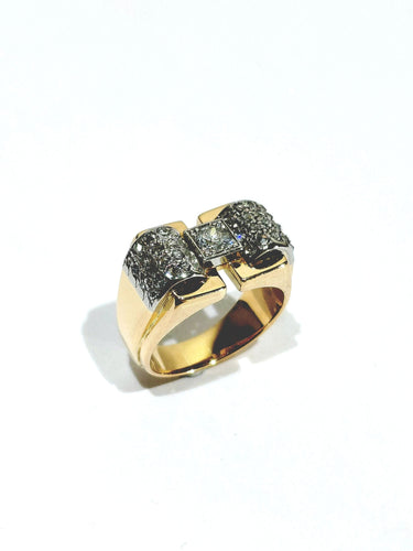 Bague 56 Bague Tank en or rose et or blanc 18 carats et diamants 58 Facettes