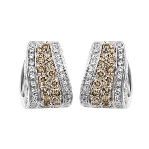 Boucles d'oreilles Boucles d'oreilles diamants blancs et bruns 58 Facettes 13036
