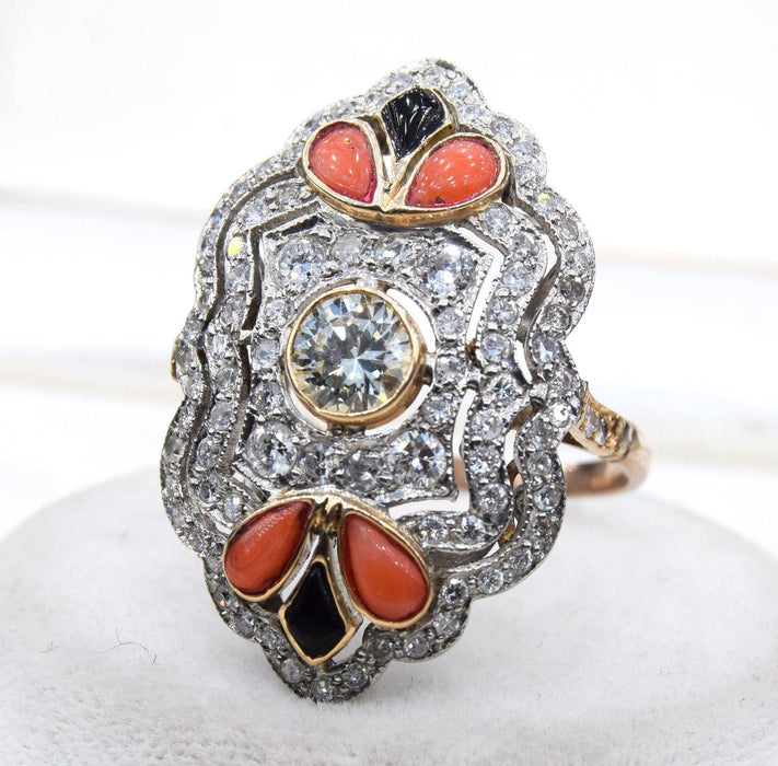 Bague 55 Platinum Ring Diamonds Art Nouveau 58 Facettes