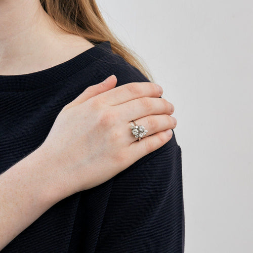 Bague 57 Bague ancienne Or blanc Diamants 58 Facettes 2331431