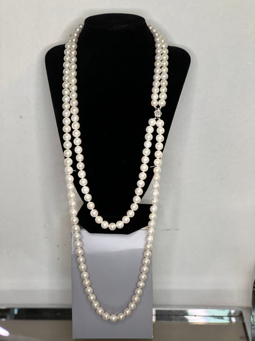 Collier Collier deux rangs 162 Perles de culture blanches 60,5 Cm 58 Facettes