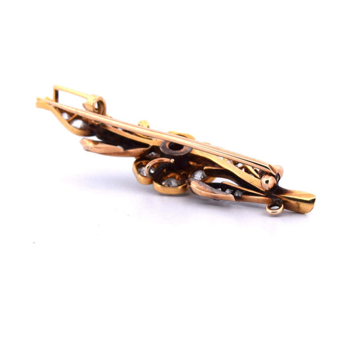 Broche Broche ancienne en or jaune sertie de diamants 58 Facettes