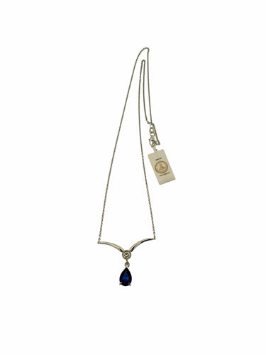 Collier Collier en or blanc certifié IGI avec saphir et diamant 58 Facettes