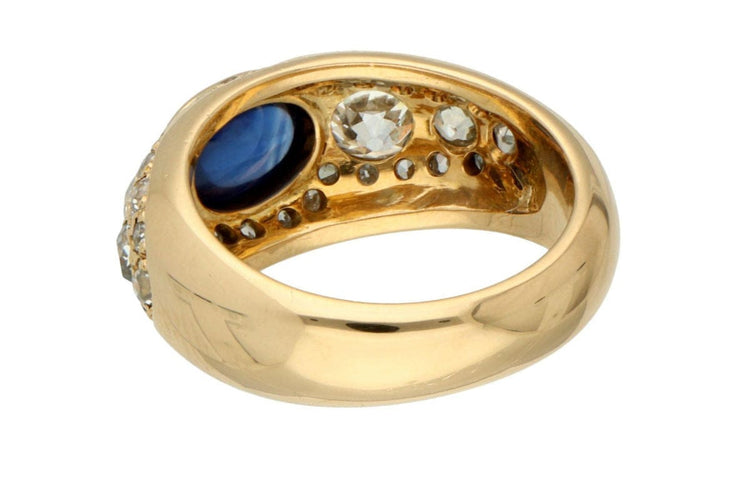Bague 53 Bague ancienne en or jaune avec saphir et diamants, Pays-Bas. 58 Facettes 10019