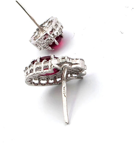 Boucles d'oreilles Boucles d'oreilles en platine serties de rubis et de diamants 58 Facettes