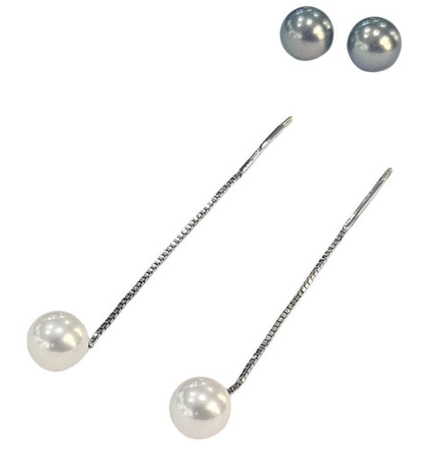 Boucles d'oreilles Damiani - Boucles d’oreilles perles de culture noires et blanches en or blanc 18k 58 Facettes E15