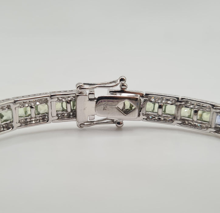 Bracelet Bracelet or blanc, diamants et saphirs multi-couleurs 58 Facettes